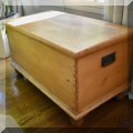 F09. Pine chest with iron hinges. 22"h x39"w x 21"d 